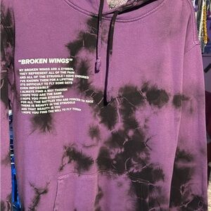 Purple Tie-Dye Hoodie with Text Print